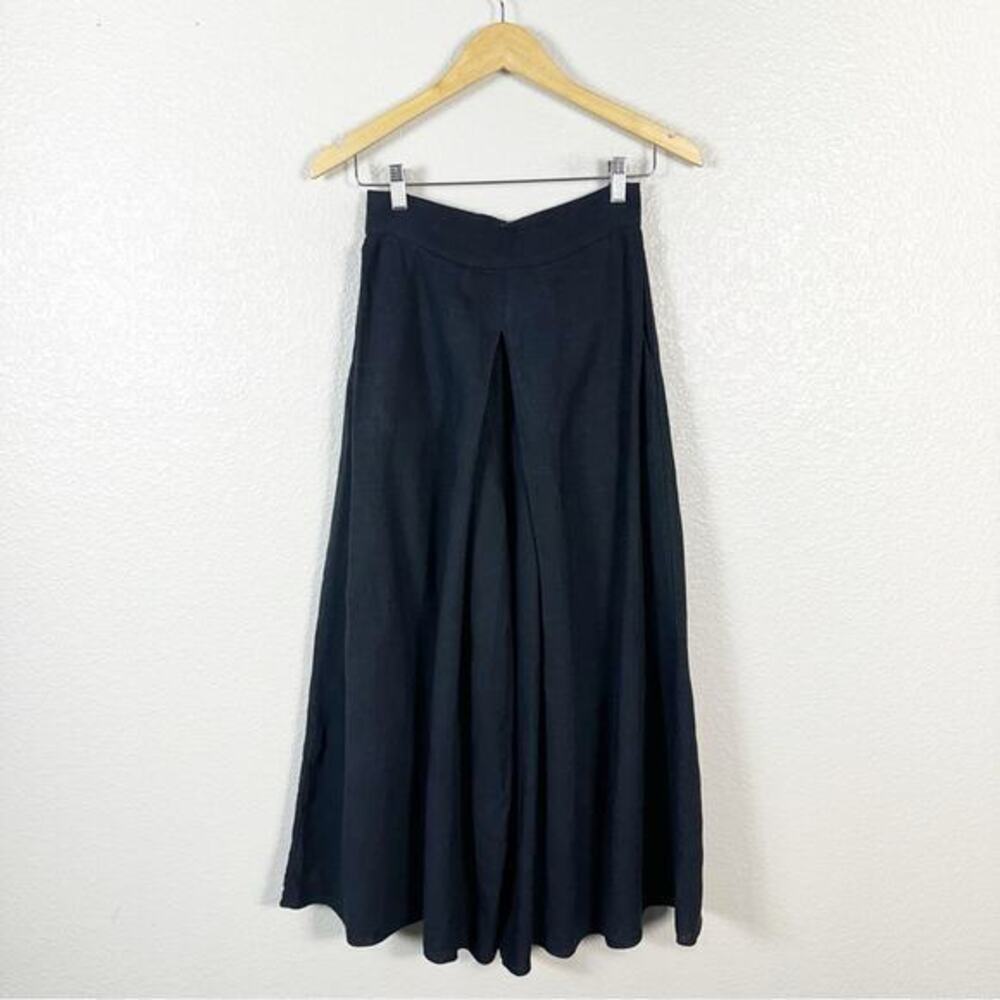 WHIT New York Womens Clemence Linen Wide Leg Crop Pant in Navy Blue Size 2
